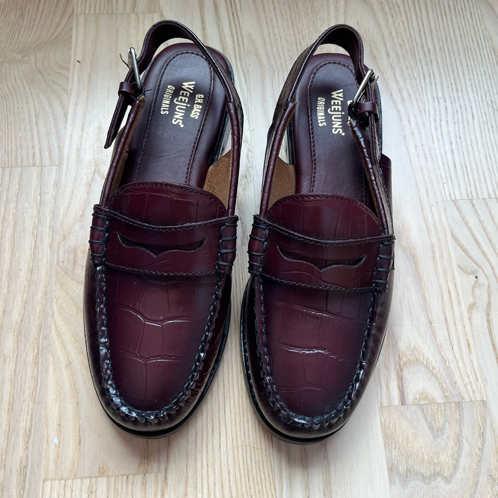 GH Bass Whitney Slingback Loafers Wine sz 8
